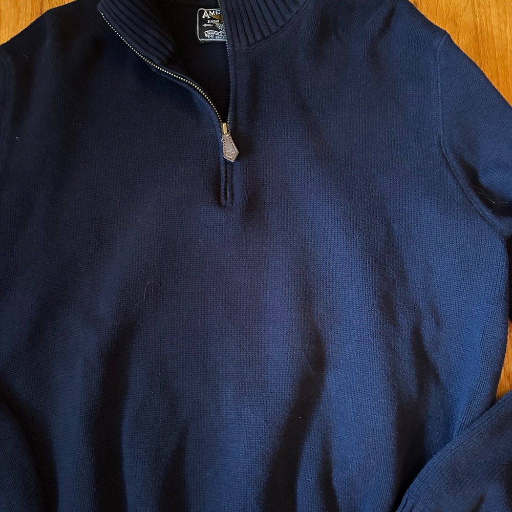 American Living Men's Dark Blue Zip-Up Sweater